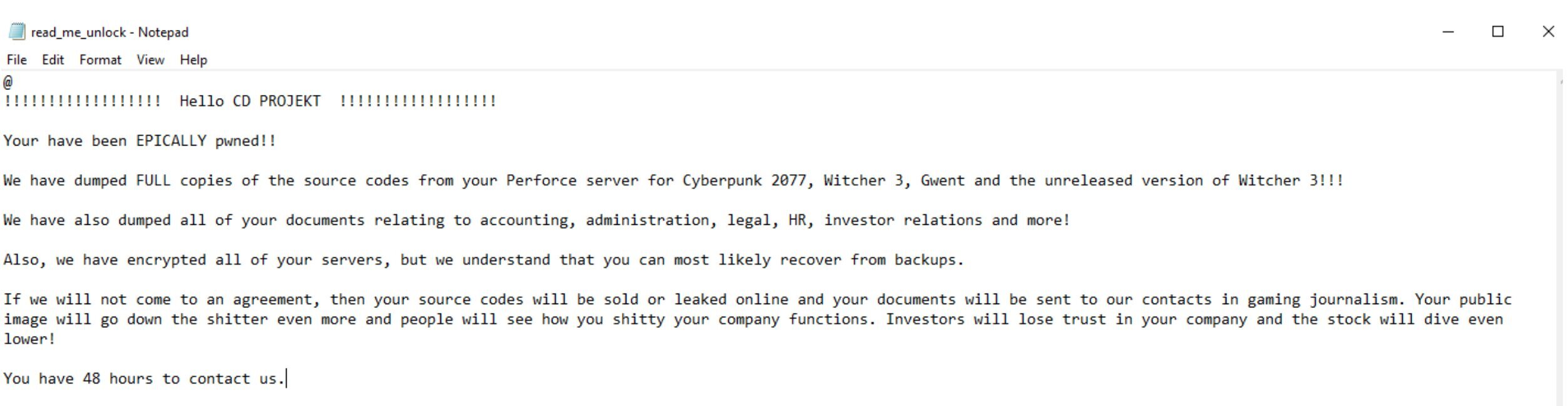 Cdred ransom note