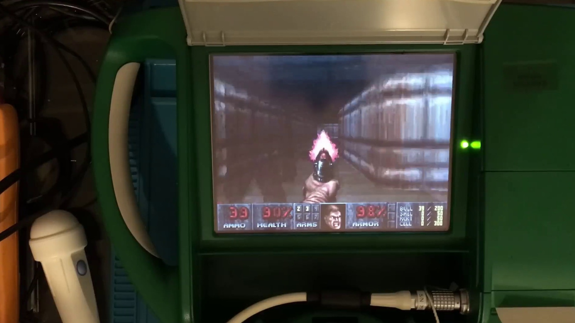 Cropped Doom on a Ultrasound Machine