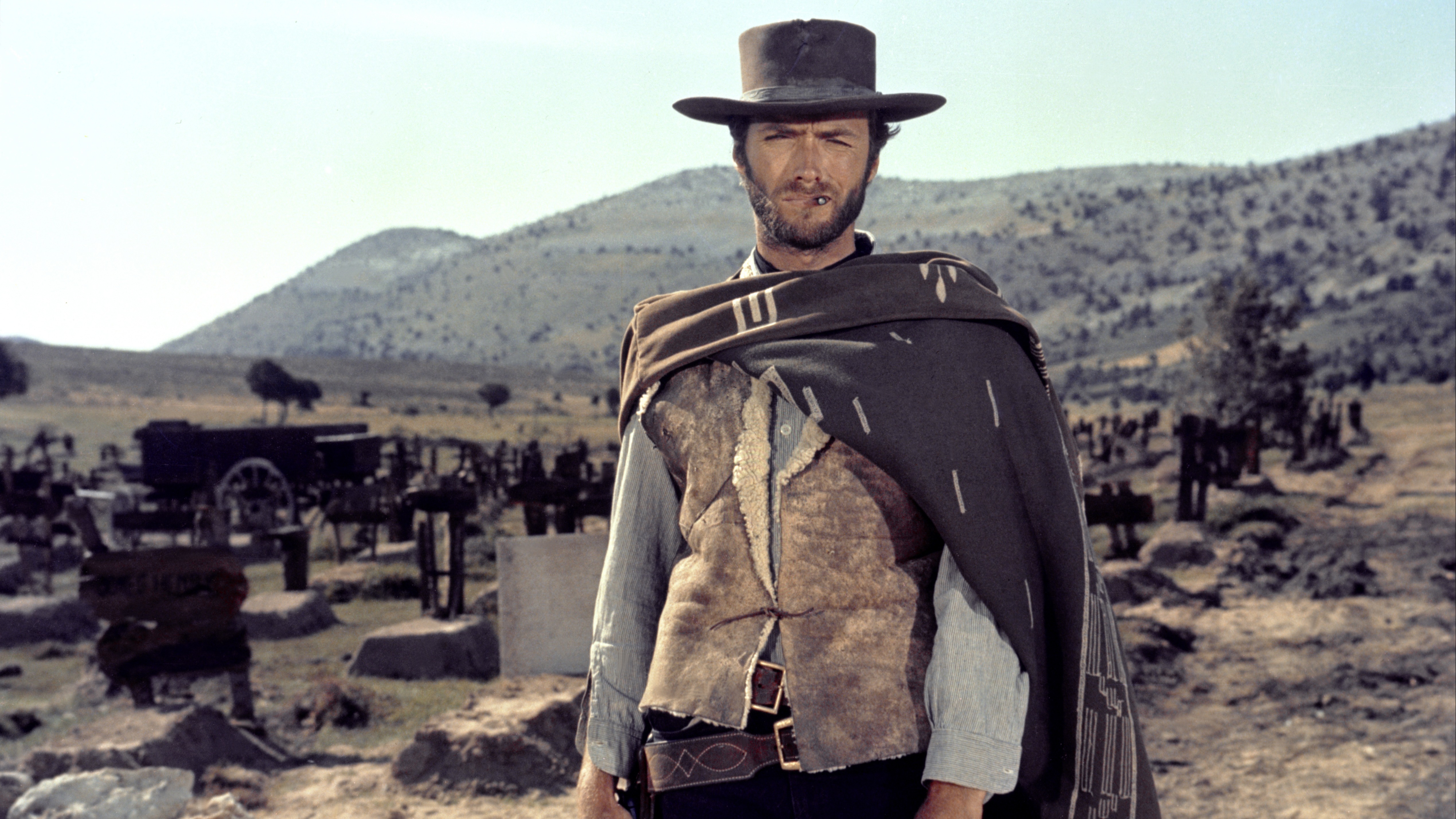Cropped Sergio Leone and Clint Eastwood The Good the Bad and the Ugly