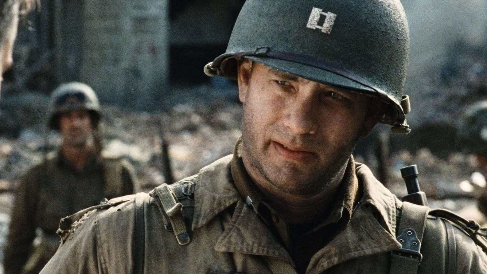 Cropped Steven Spielberg and Tom Hanks Saving Private Ryan