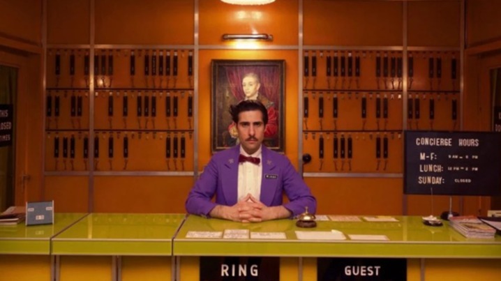 Cropped Wes Anderson and Jason Schwartzman The Grand Budapest Hotel