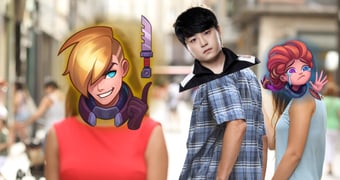 Distracted boyfriend meme Ezreal