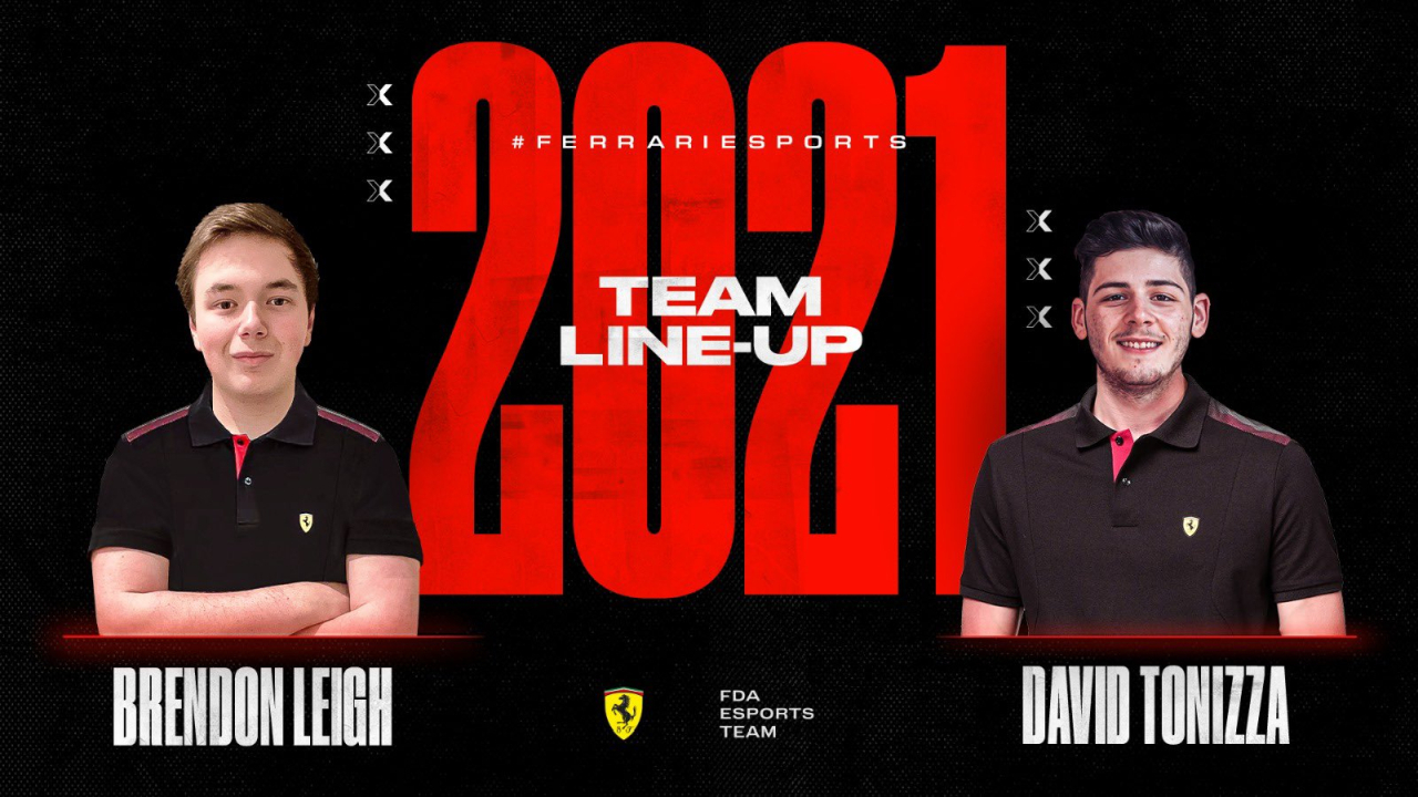 Brandon Leigh and David Tonizza compete in the 2021 F1 Esports Series for Ferrari