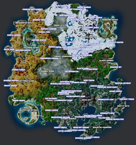 Fortnite chapter 4 season 4 map pois