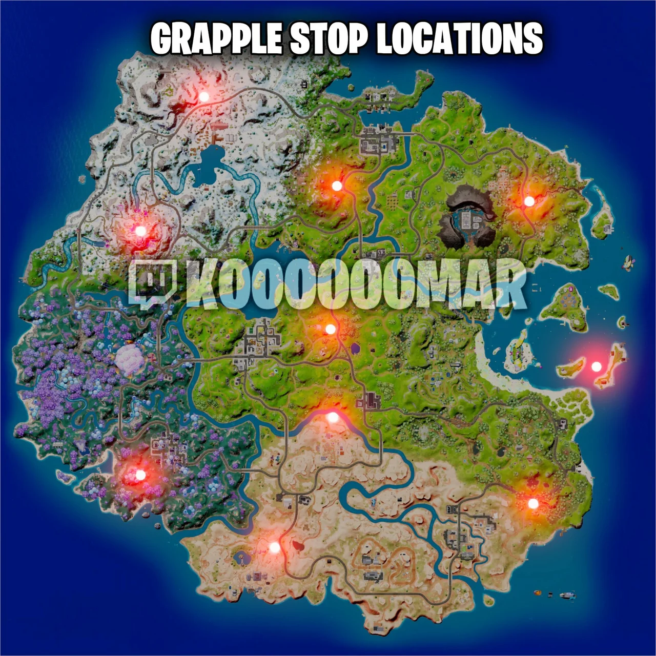 Fortnite grapple glove localizaciones mapa