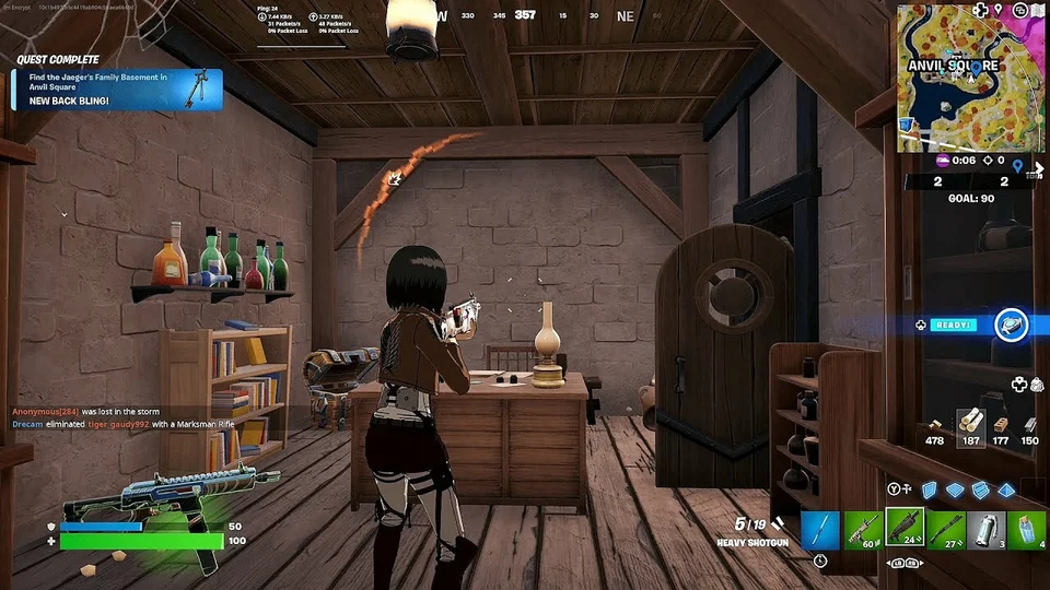 Where is Eren Jaeger's basement in Fortnite? Thunder Spears