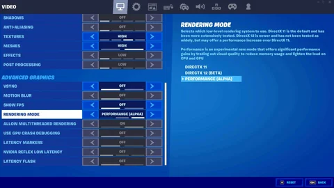 Fortnite performance mode