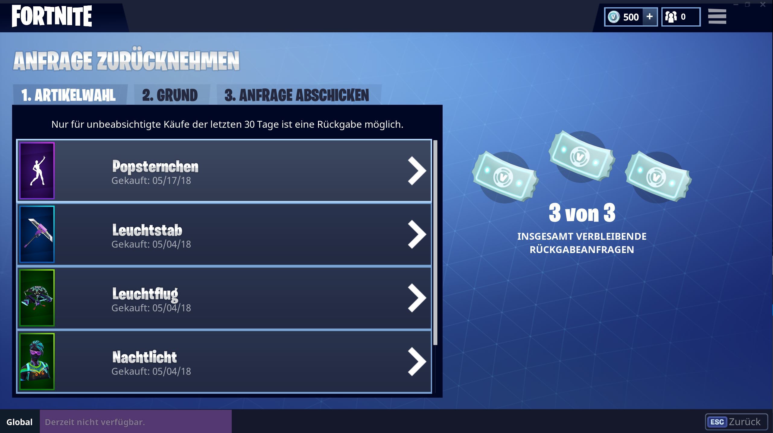 Fortnite Rückerstattung