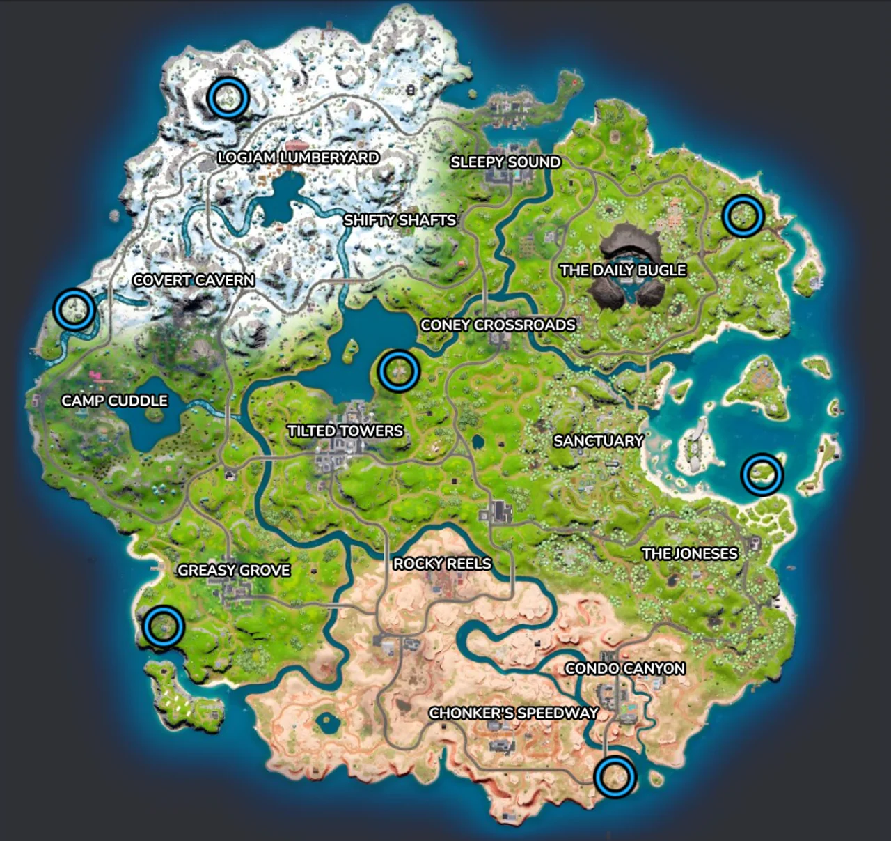 Fortnite Außenposten der Siebel Locations