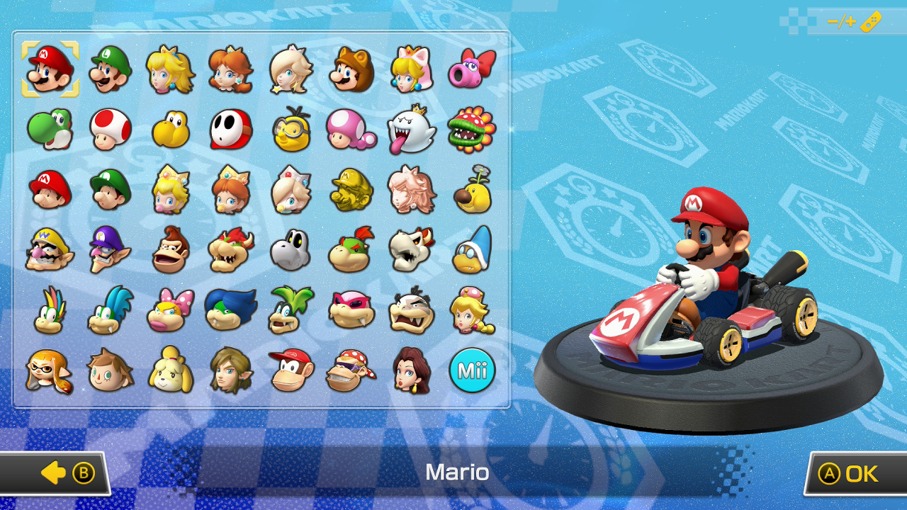 Mario kart 8 selection screen