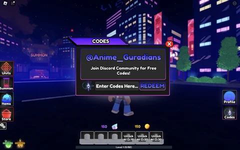 Redeem codes in Anime Guardians