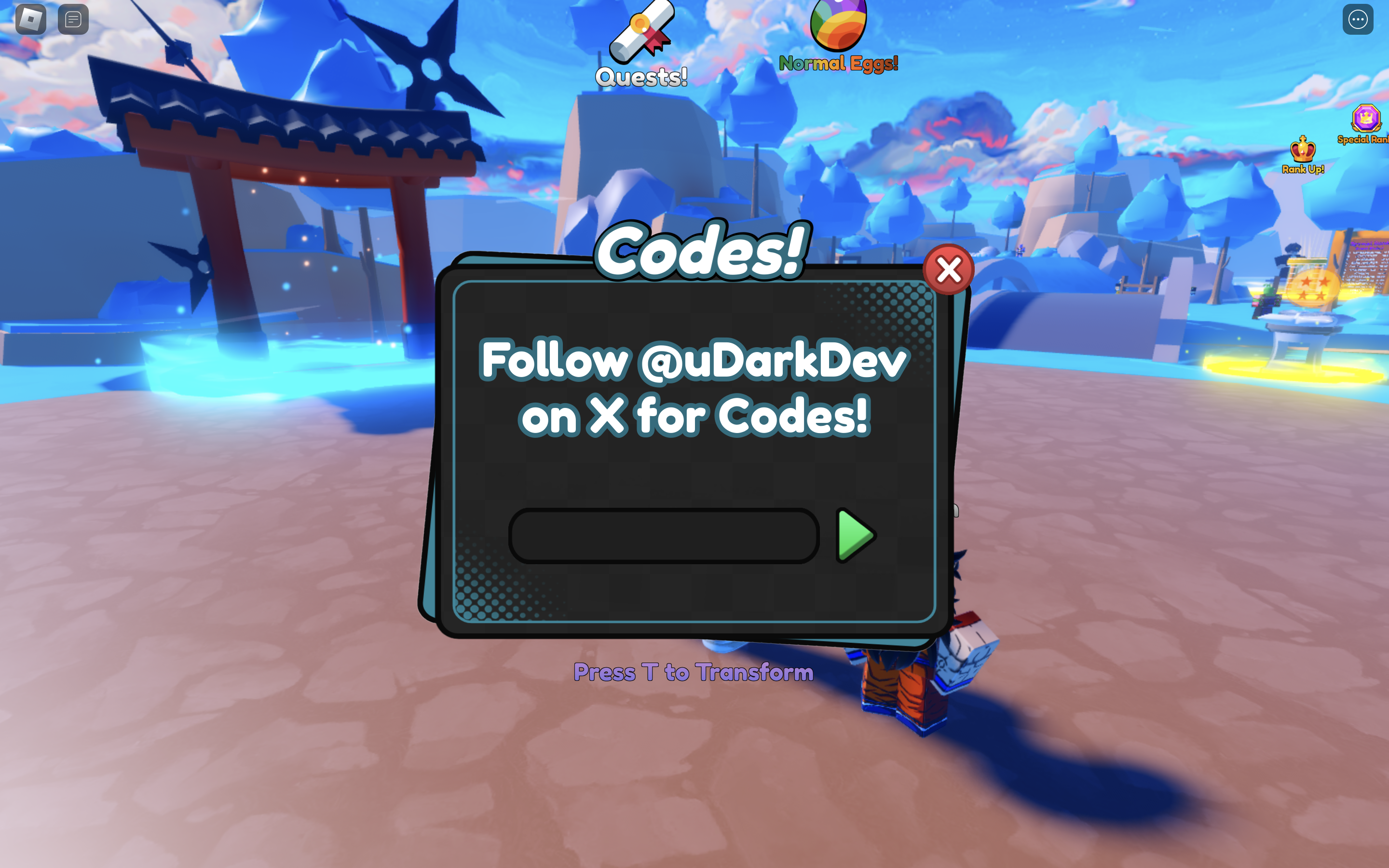 Redeem codes in Anime Transform Simulator