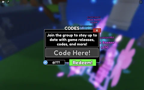 Redeem codes in Banana RNG