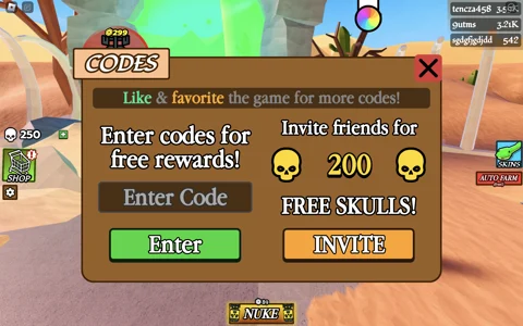 Redeem codes in Be a Snake