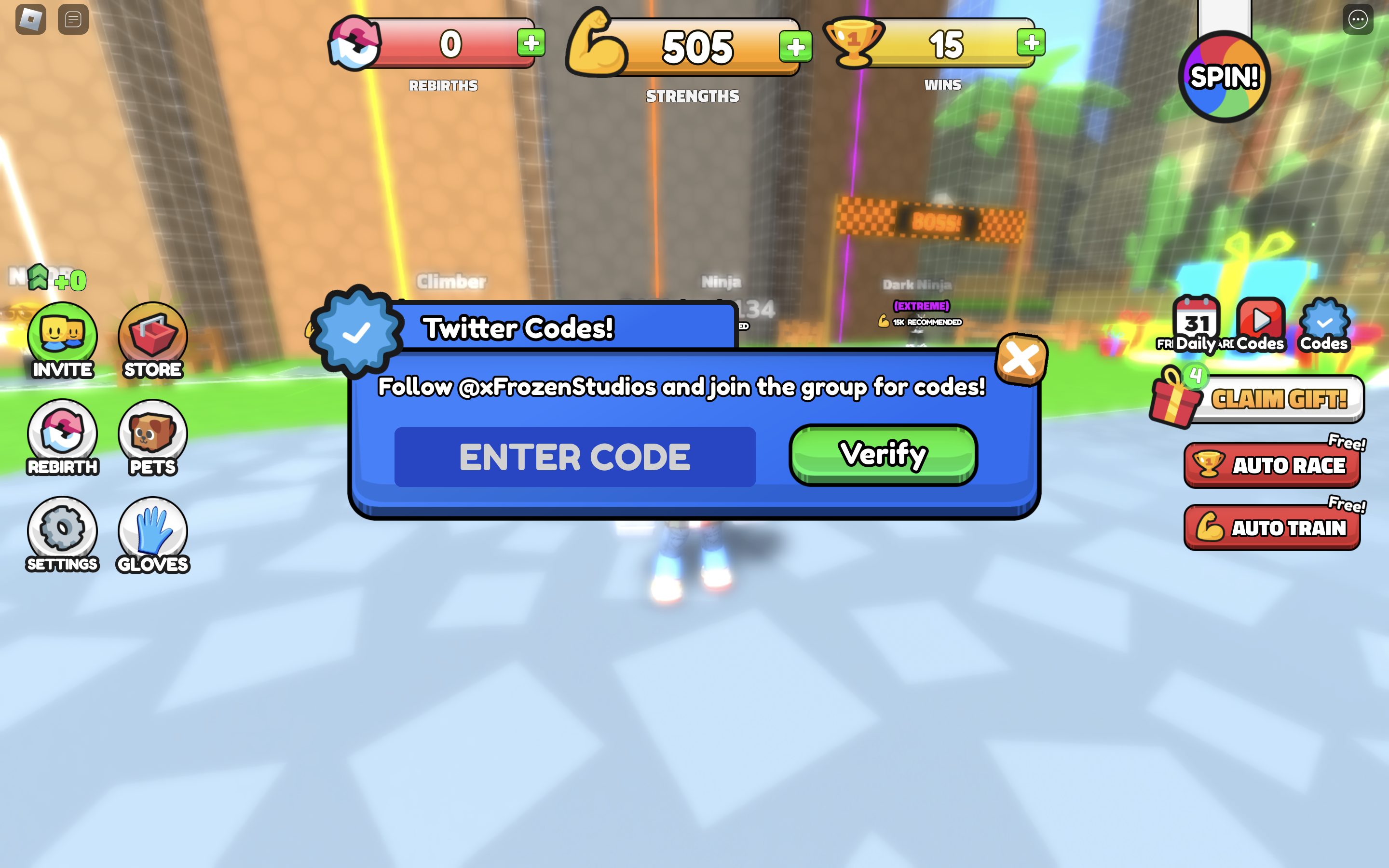 Redeem codes in Climb Race Simulator