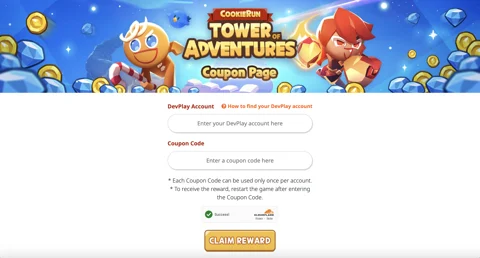 Redeem codes in Cookie Run Tower of Adventures