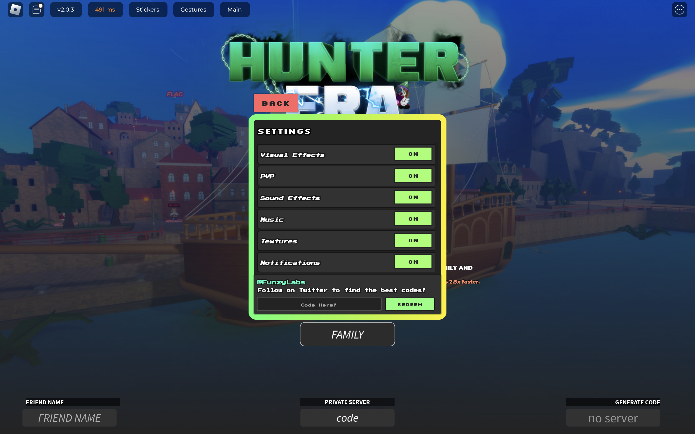 Redeem codes in Hunter Era