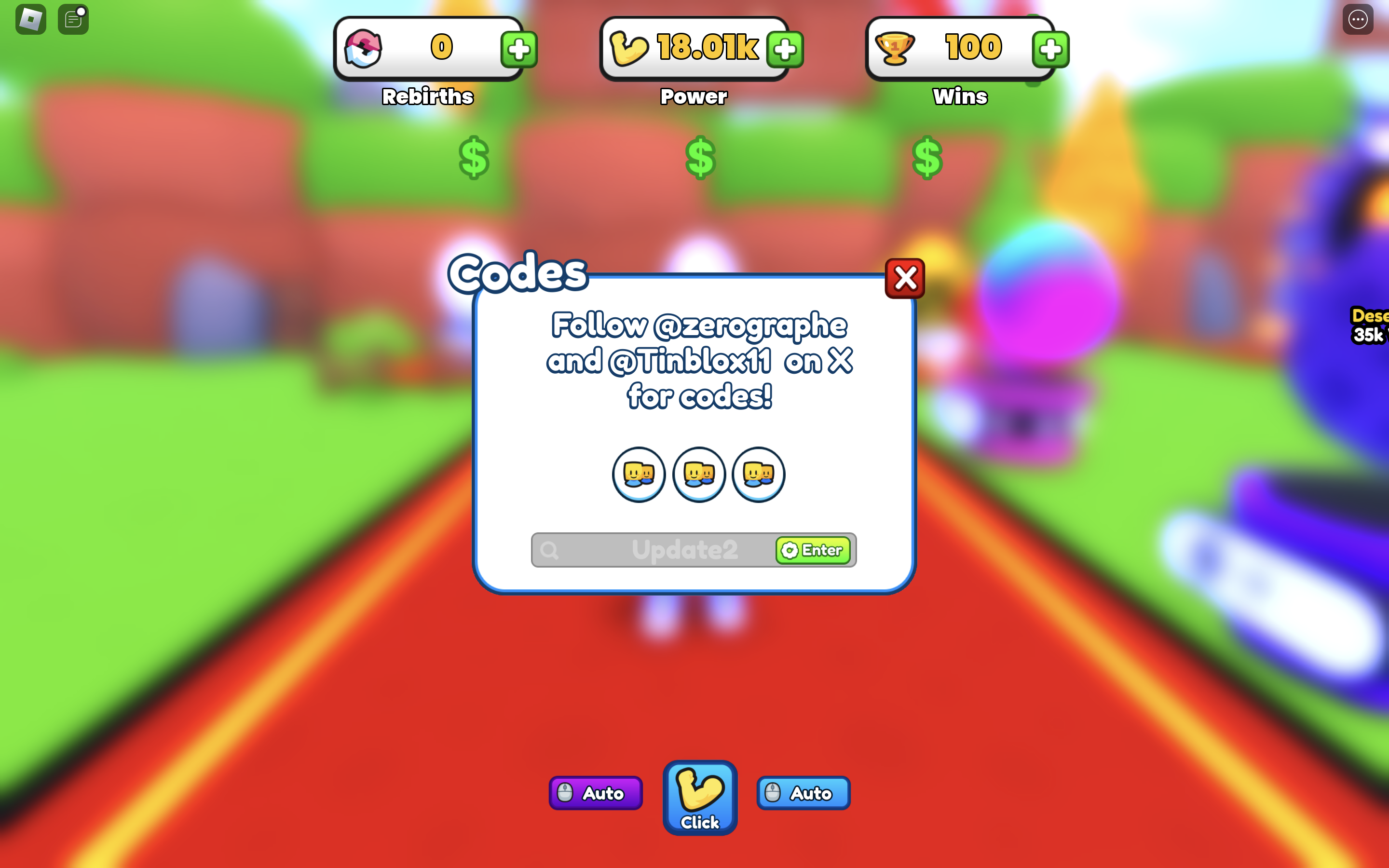 Redeem codes in Power Fight Simulator