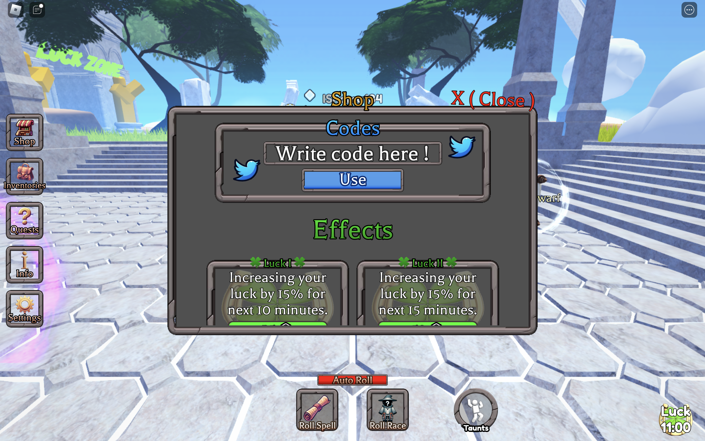 Redeem codes in Realm RNG