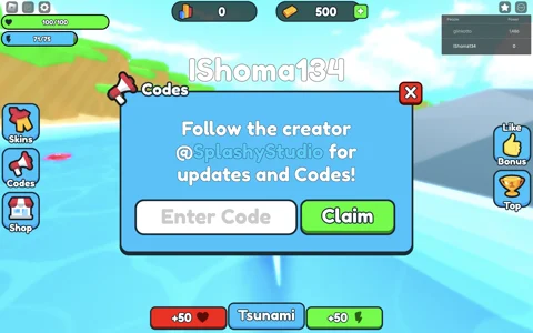 Redeem codes in Shark Eating Simulator