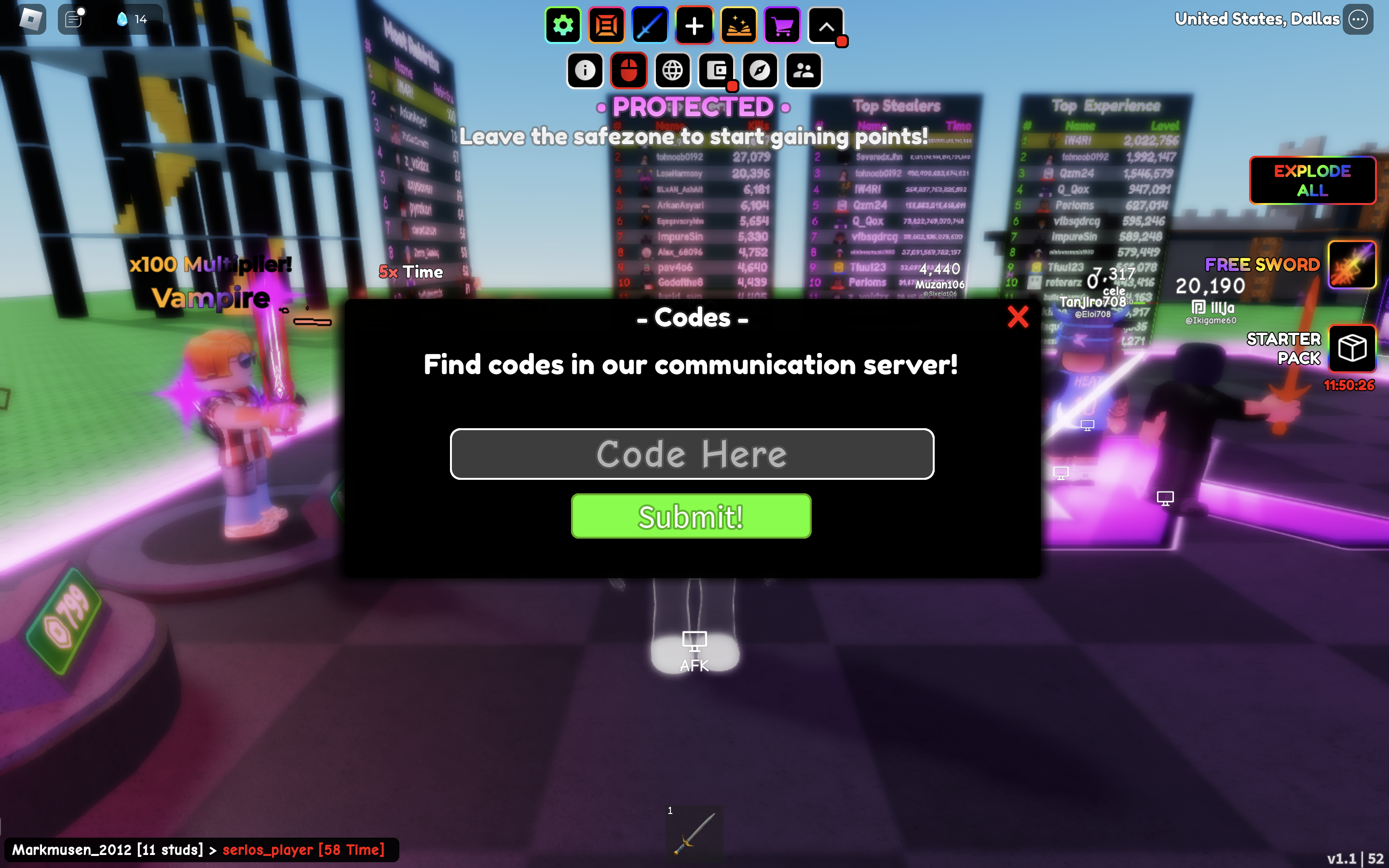 Redeem codes in Steal Time Simulator