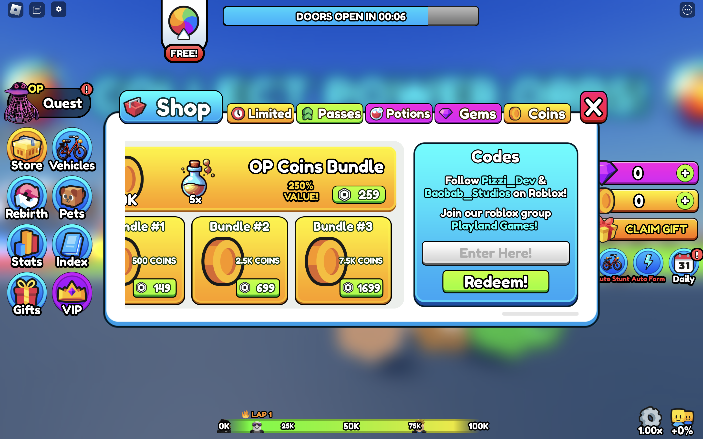 Redeem codes in Stunt Simulator