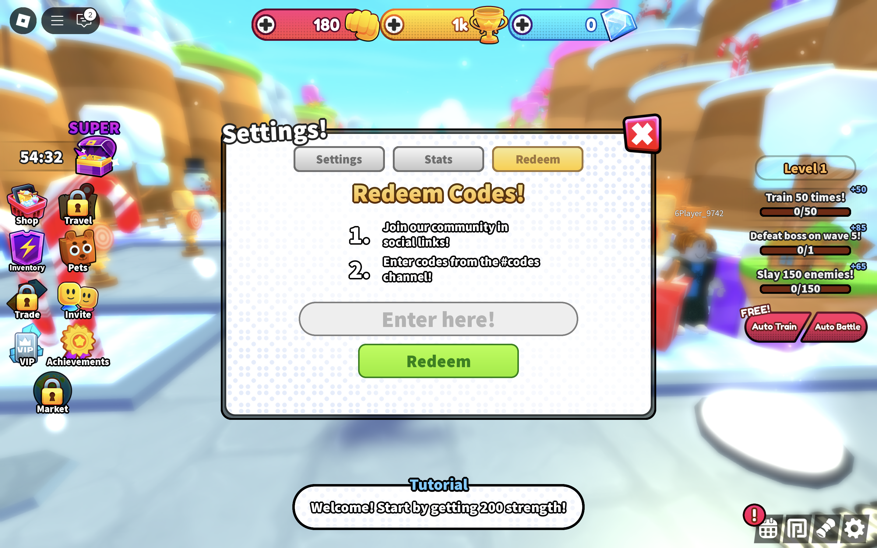 Redeem codes in Sword Clashers Simulator