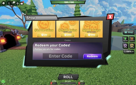 Redeem codes in Tower Defense RNG