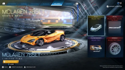 Speed off in the McLaren 765LT In Rocket League