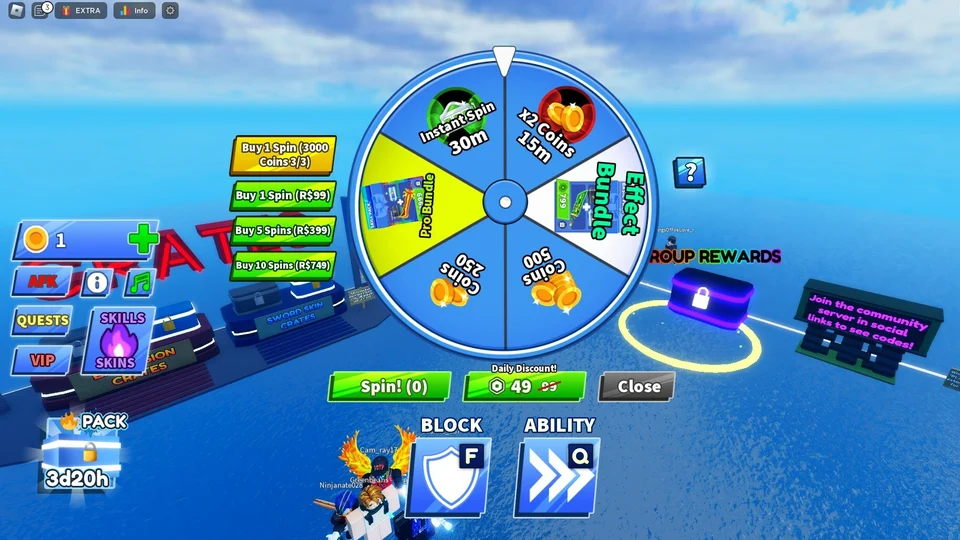 where is the new year spin in blade ball
