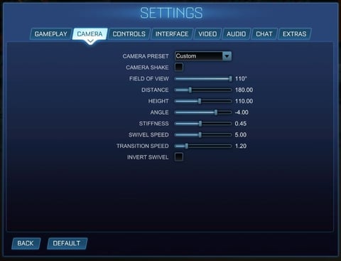 Rocket league best camera settings