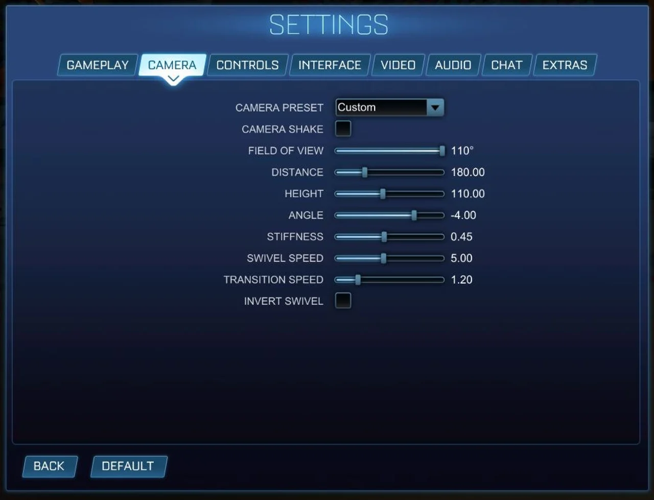 rocket league best camera settings