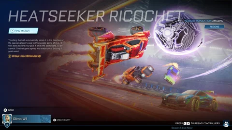 Rocket league heatseeker ricochet menu