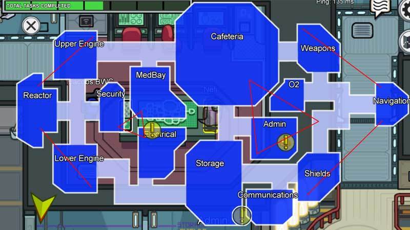 Among Us Map Skeld with Vent Options