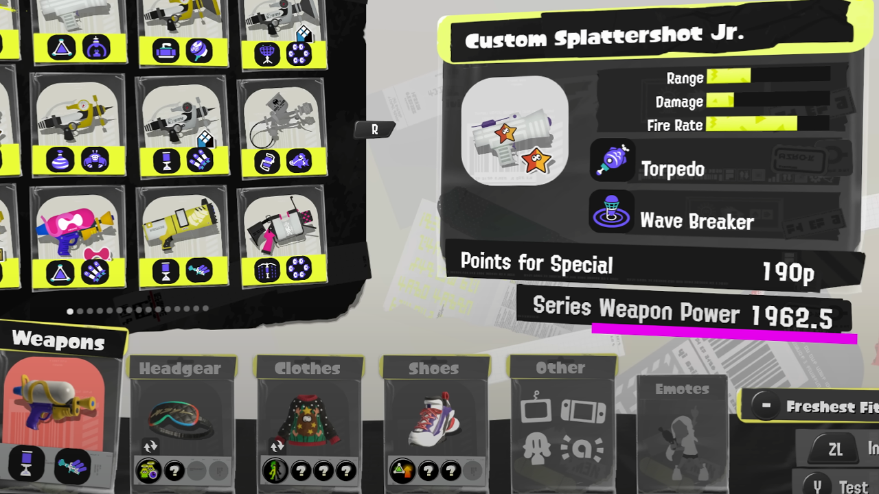 Splatoon 3 series weapon power