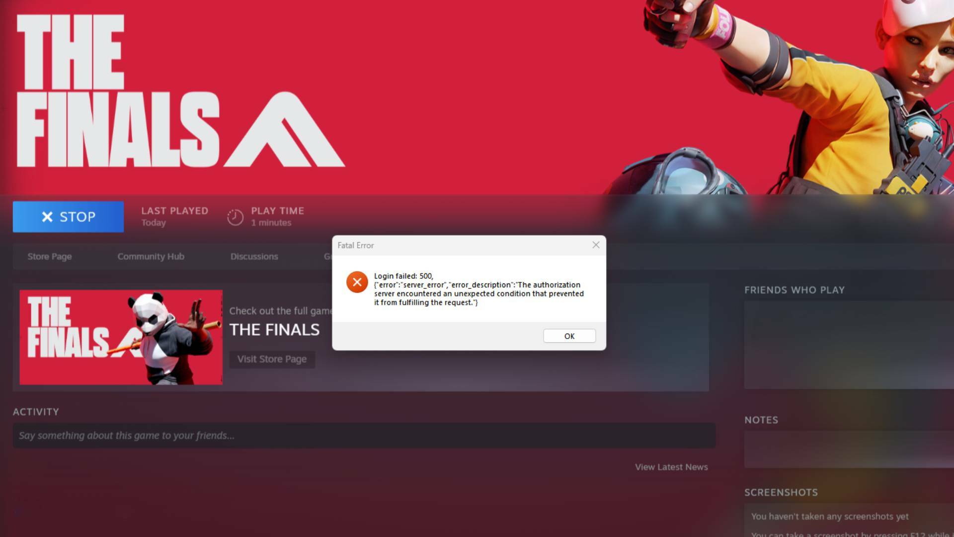 The finals error code